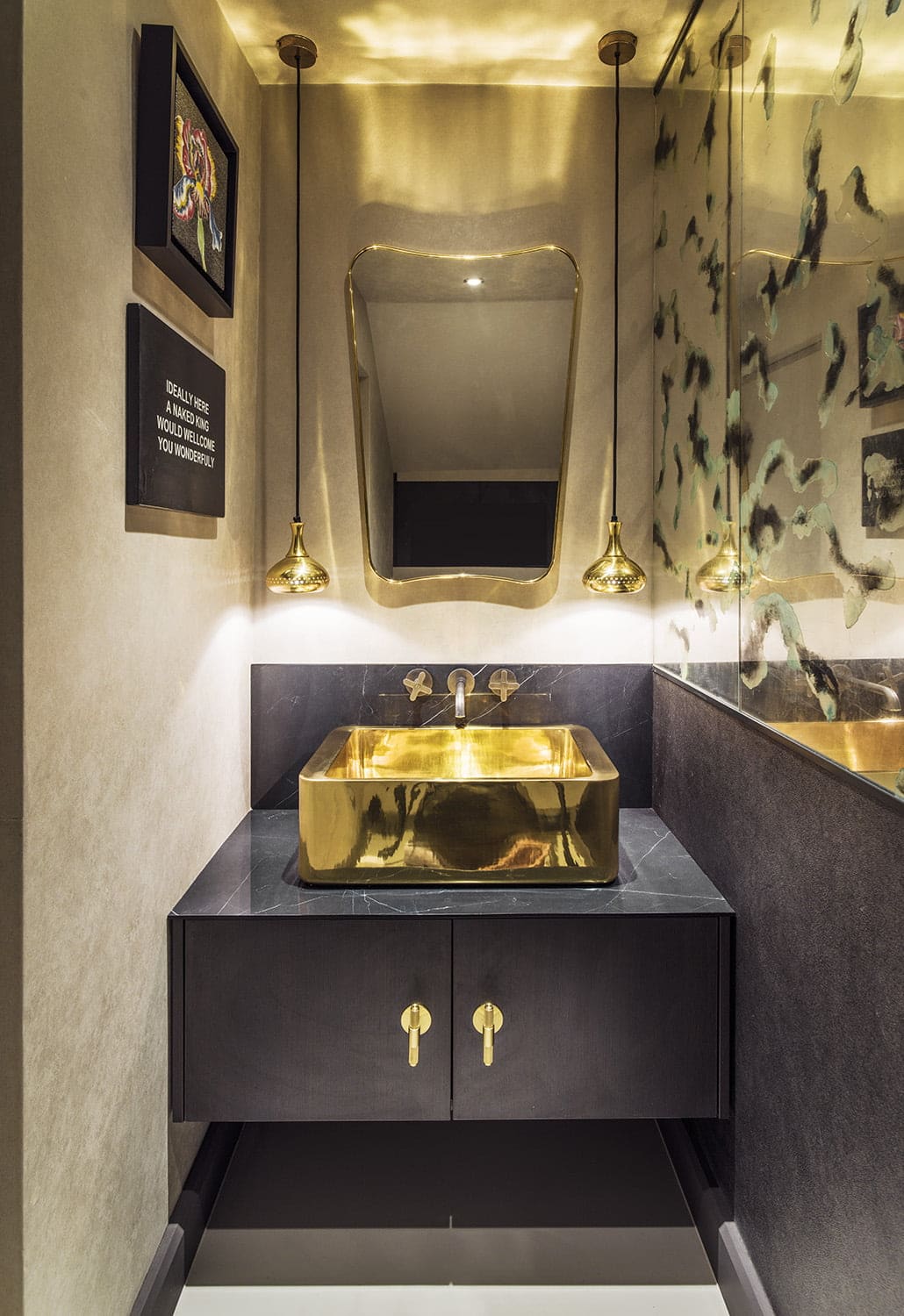 Bathroom of the Week: Dramatic Black Walls and Art Deco Style